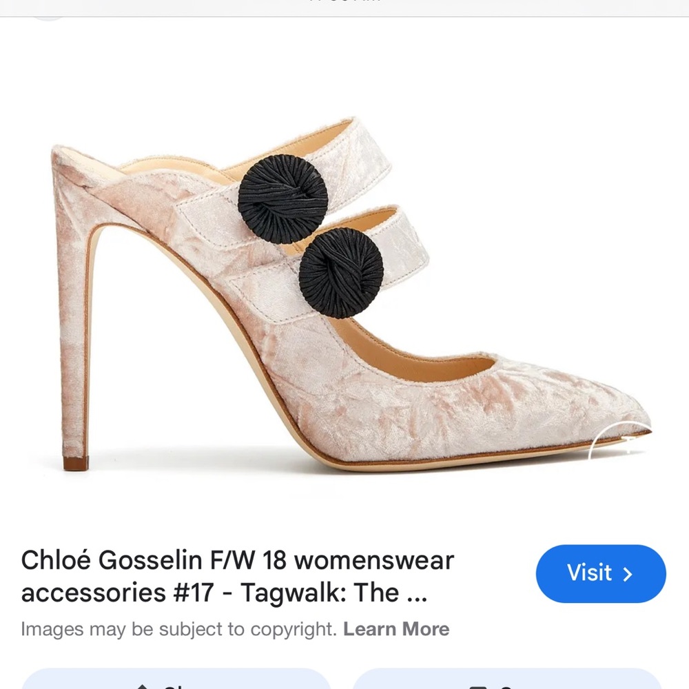 CHLOE’ GOSSELIN ROSIE VELVET MULE HEELS ICE PINK 36 - Picture 4 of 10